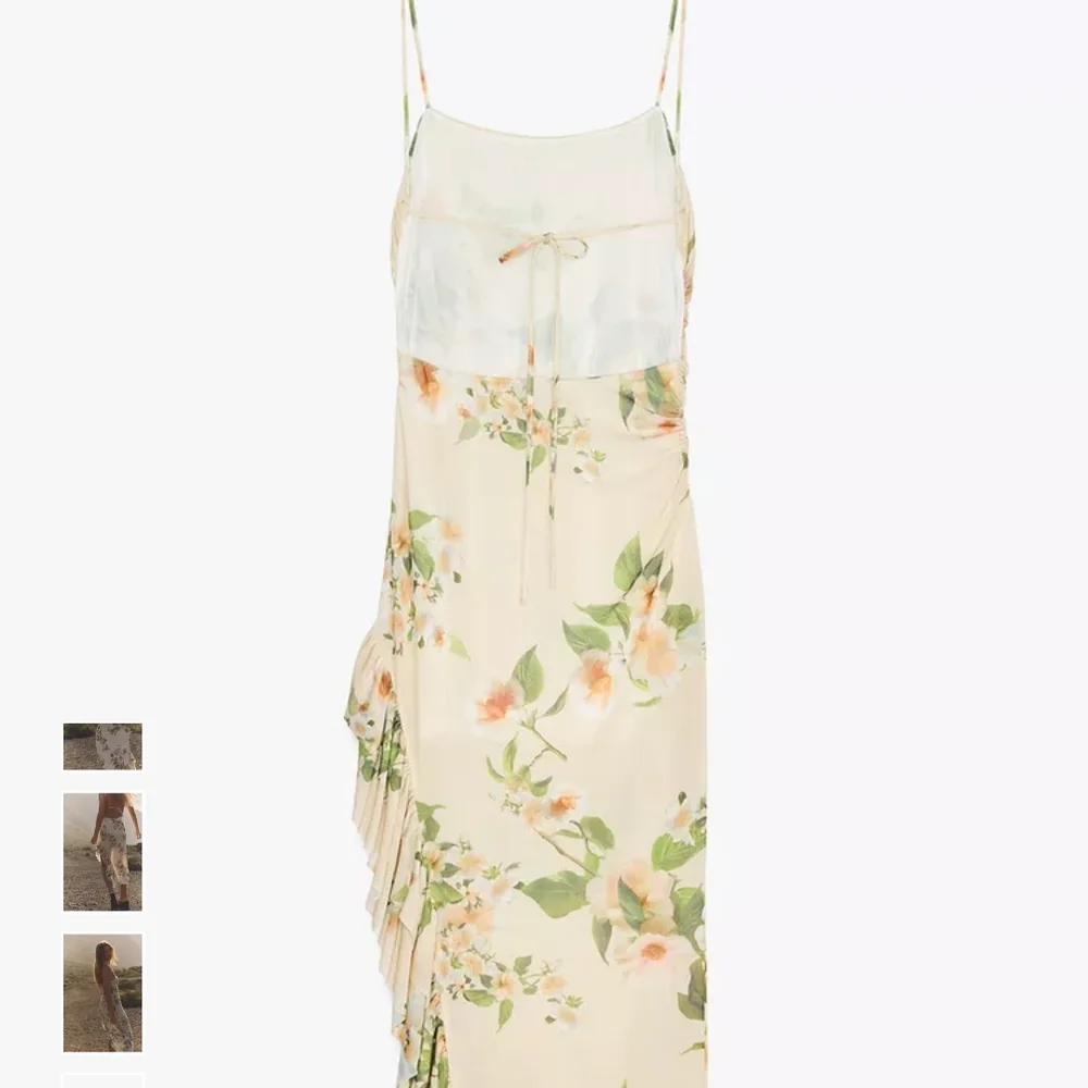 Zara Cream Floral Midi Dress with Spaghetti Straps - Picture 5 of 7
